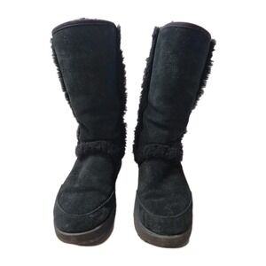 UGG 1017511 Adirondack Grandle Black Suede Sheepskin Boots Vibram Sole Women's 8